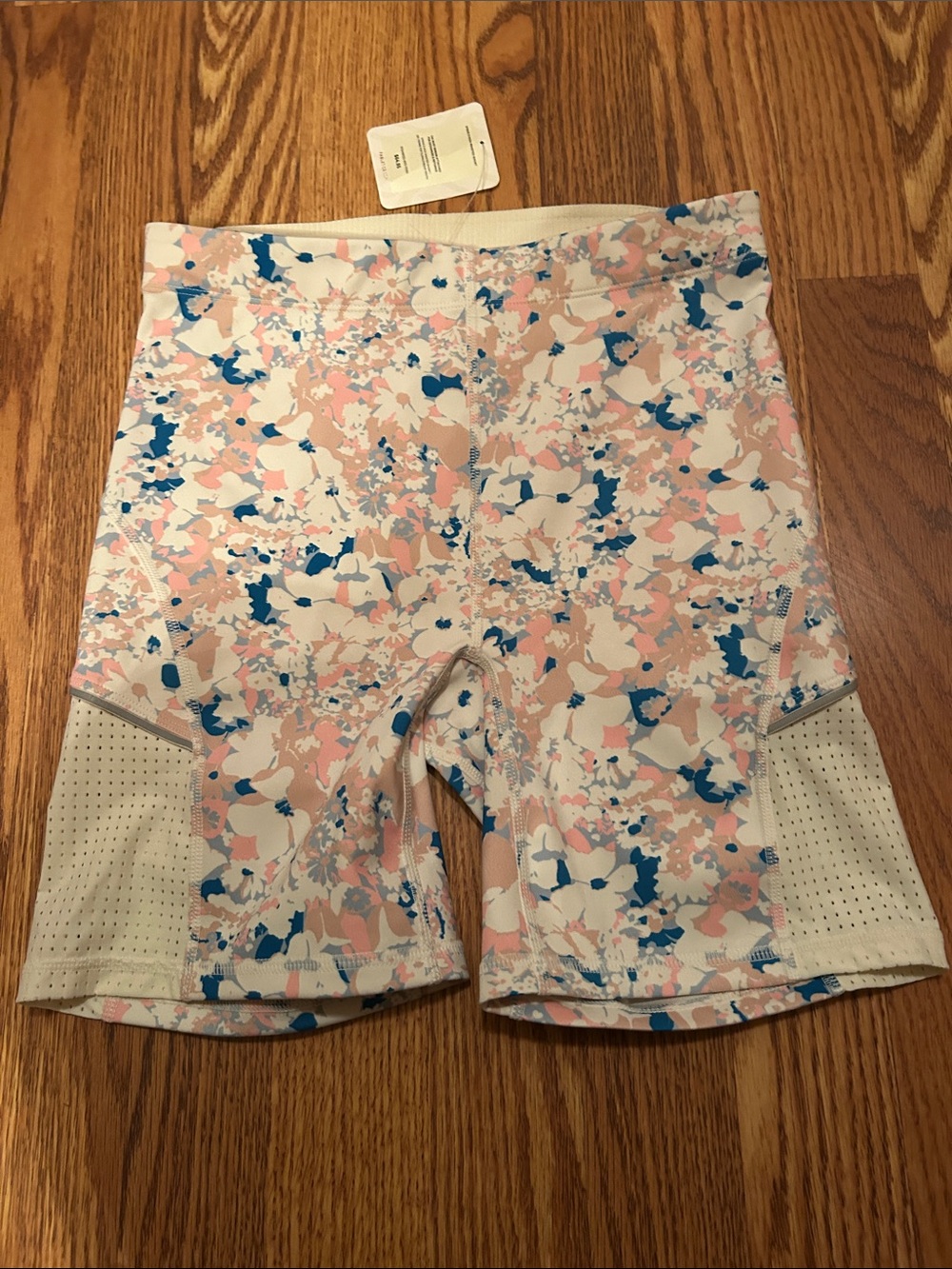 Fabletics High-Rise Pastel Camouflage Bike Shorts in Blue and Pink - Picture 6 of 11